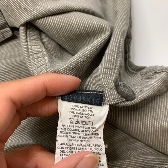 Oakley Shirt Mens XXL Grey Tan Pinstripe Short Sleeve Button Up Cotton Pocket - Picture 6 of 10